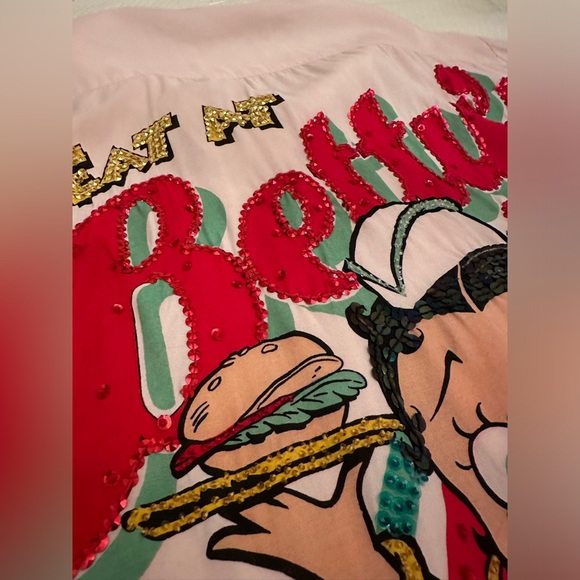 Vintage oversized Betty boop button down t shirt sequin sparkly - Picture 3 of 8